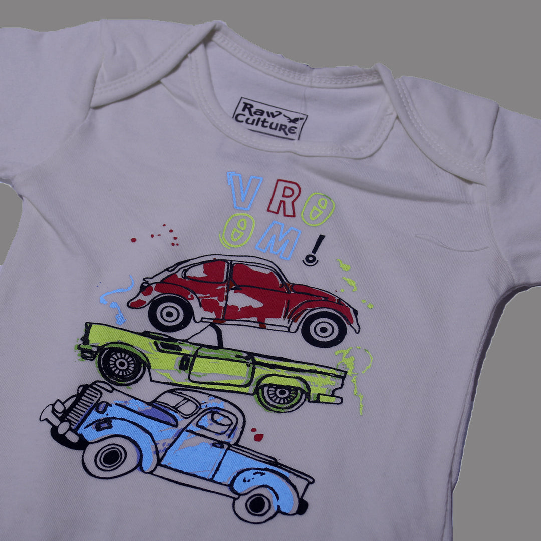 GREY VROOM CAR PRINTED ROMPER FOR SUMMERS