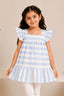 White With Blue Stripes Frock For Girls