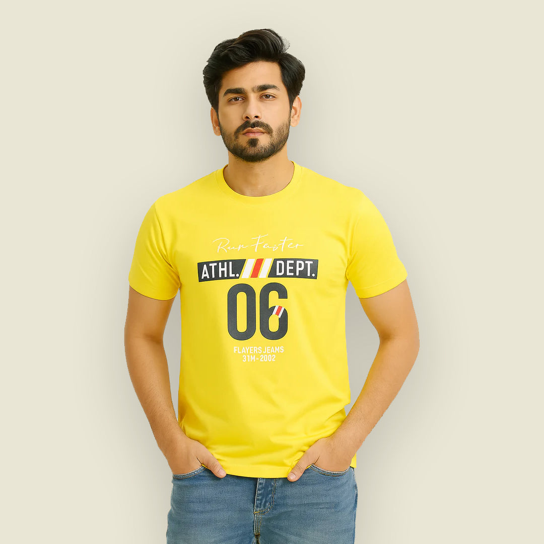 YELLOW "06" PRINT T-SHIRT FOR MEN