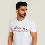 Load image into Gallery viewer, WHITE &quot;MOVING FORWARD&quot; PRINT T-SHIRT FOR MEN
