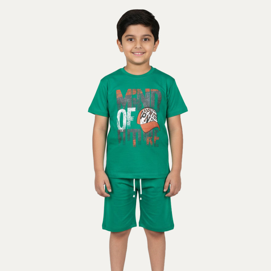 Green Mind Of Cotton Jersy Suit For Boys Main image