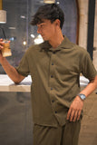 Green Pop-Corn Fabric Trouser & Shirt Suit For Men