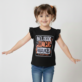BLACK BELIEVE MAGIC PRINTED T-SHIRT TOP FOR GIRLS