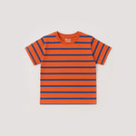 Load image into Gallery viewer, ORANGE WITH BLUE STRIPES HALF SLEEVES T-SHIRT FOR BOYS
