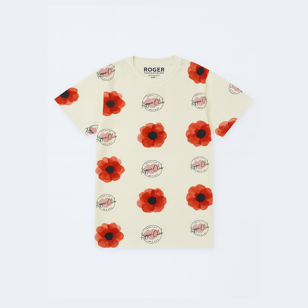 CREAM FLOWERS PRINT T-SHIRT FOR WOMEN