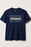 NAVY BLUE "UNKNOWN" PRINT T-SHIRT FOR MEN