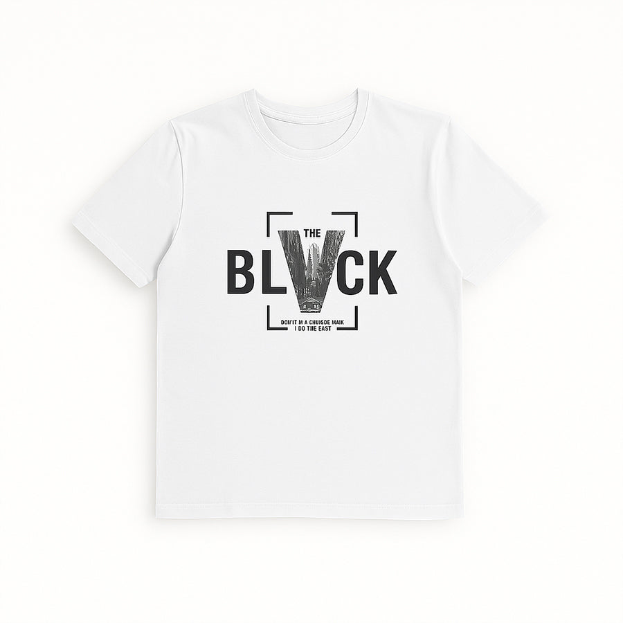 WHITE "BLACK" PRINT T-SHIRT FOR MEN