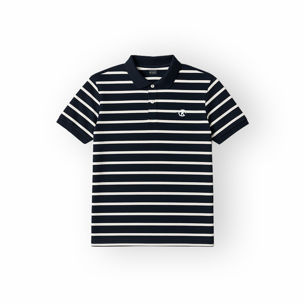 WHITE WITH BLACK SMALL STRIPES STRIPES POLO FOR MEN