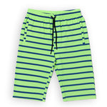 Load image into Gallery viewer, GREEN WITH BLUE BIG STRIPES 3 QUARTER SHORTS FOR MENS
