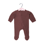 Load image into Gallery viewer, BROWN PLAIN RIBBED FABRIC POWER STRETCH FULL BODY FULL SLEEVES ROMPER
