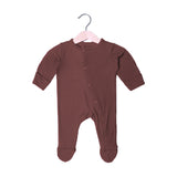 BROWN PLAIN RIBBED FABRIC POWER STRETCH FULL BODY FULL SLEEVES ROMPER