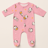 Pink Kitten Print Romper For Winters