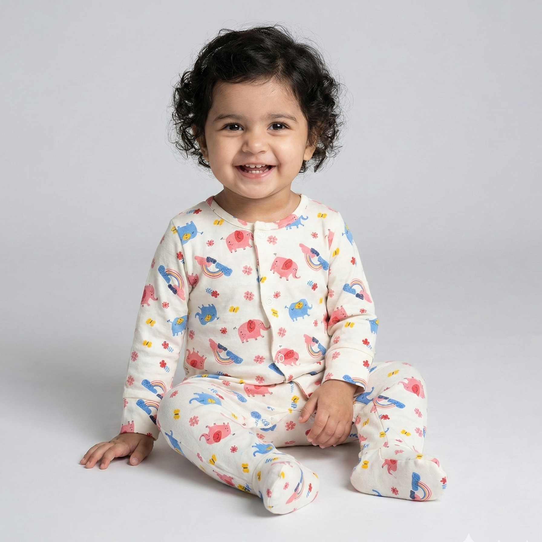 White Elephants Print Romper For Winters Secondary image
