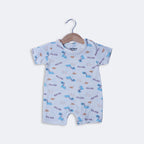 WHITE GLAD DINO PRINT HALF BODY ROMPER