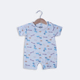 WHITE GLAD DINO PRINT HALF BODY ROMPER