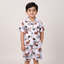 WHITE MIX PRINT LINEN FABRIC WITH SHORTS BABA SUIT
