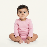 PEACH PLAIN FULL SLEEVES HALF BODY ROMPER