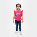 BLUSH PINK "SUNNY BEACH DAYS" PRINT T-SHIRT TOP FOR GIRLS