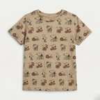Brown Snoopy Printed Half Sleeves T-Shirt For Boys