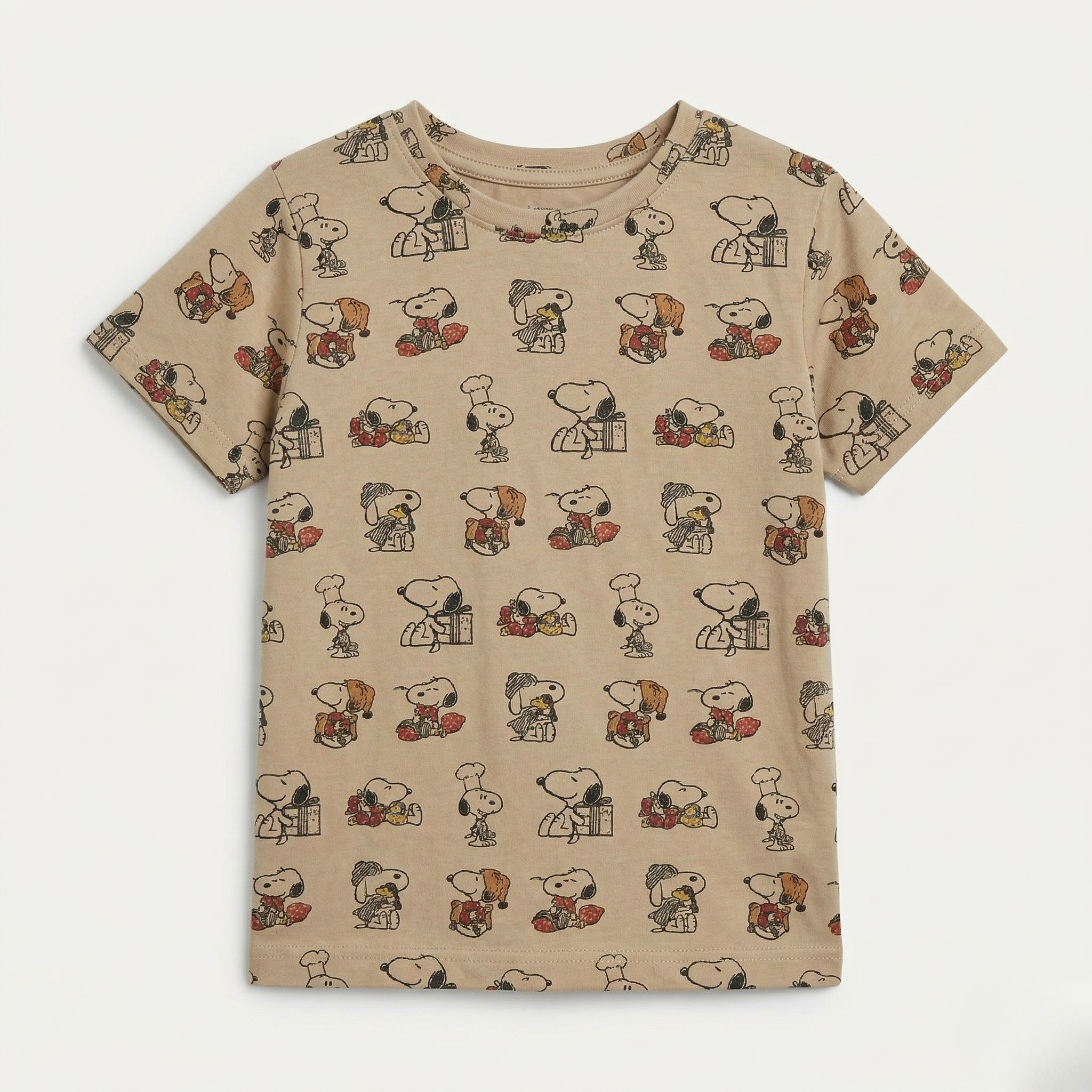 Brown Snoopy Printed Half Sleeves T-Shirt For Boys