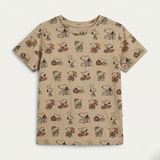 Brown Snoopy Printed Half Sleeves T-Shirt For Boys