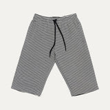 WHITE WITH BLACK SMALL STRIPES 3 QUARTER SHORTS FOR MENS