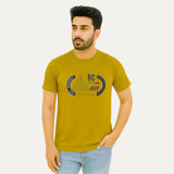 Mustard "Authentic Wear" Print T-Shirt For Men