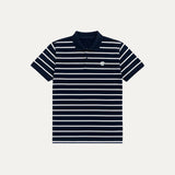 White With Navy Blue Stripes Polo For Men
