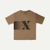 BROWN "X GUITAR" PRINT DROP SHOULDER T-SHIRT FOR MEN