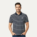 White With Black Small Stripes Polo For Men