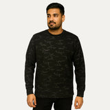 Black Pattern Sweatshirt For Mens