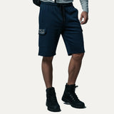 Navy Blue Roger Print 3 Quarter Shorts For Mens