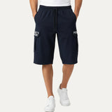 Black Roger Print 3 Quarter Shorts For Mens