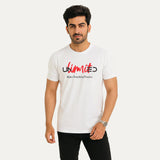 WHITE "UNLIMITED" PRINT T-SHIRT FOR MEN