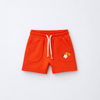 PEACH DOUBLE POCKET FLOWERS PRINT SHORTS FOR GIRLS