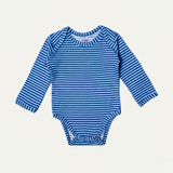 BLUE WITH BLUE STRIPES COTTON JERSY FABRIC HALF BODY FULL SLEEVES ROMPER