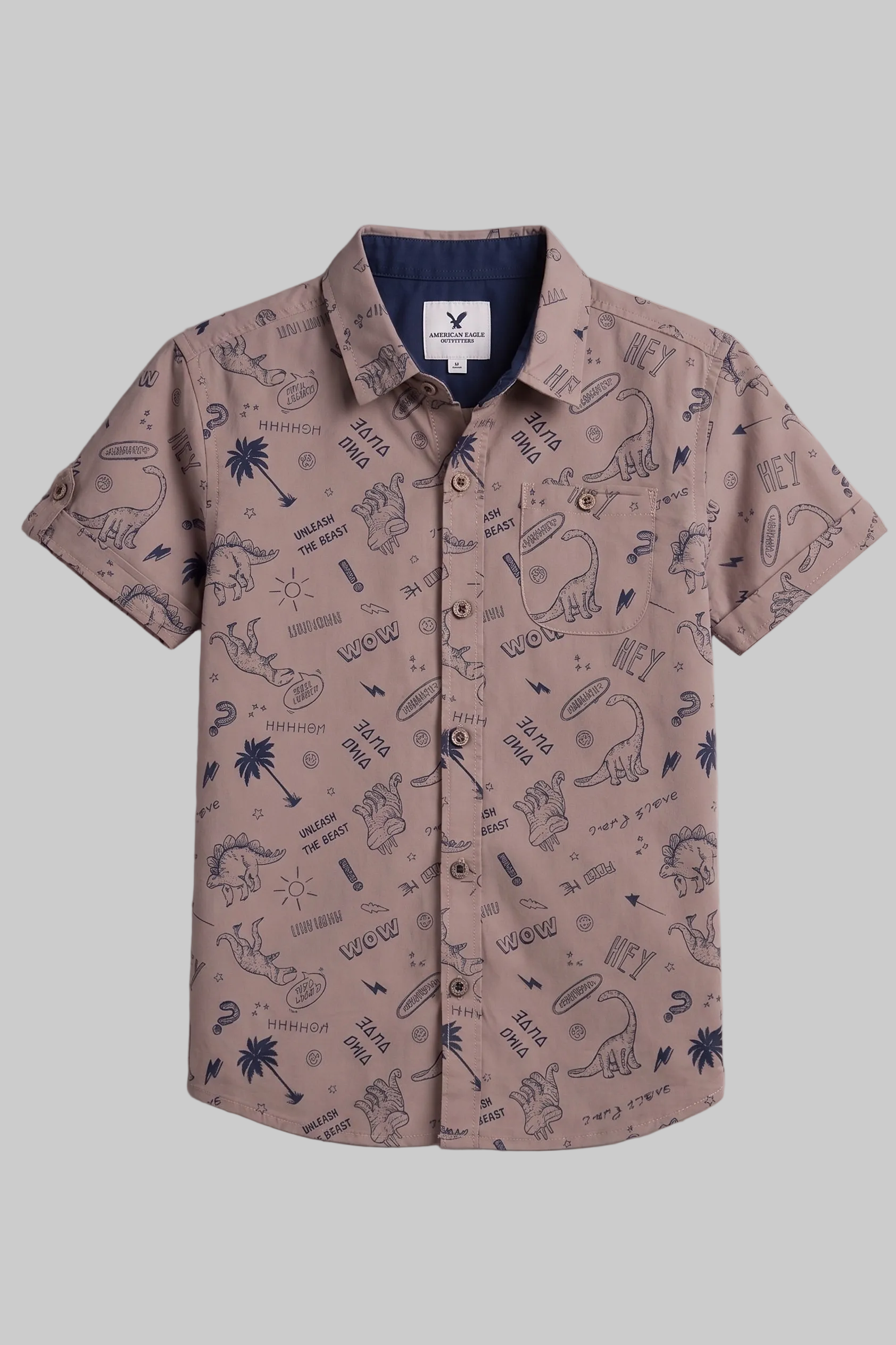 Brown Dino Print Half Sleeves Casual Shirt Secondary image