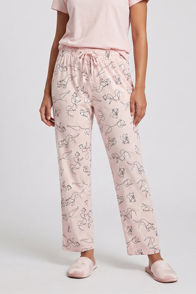 Pink Lion Print Trousers For Girls / Womens