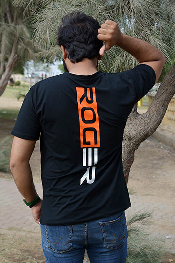 BLACK "ROGER" PRINT T-SHIRT FOR MEN