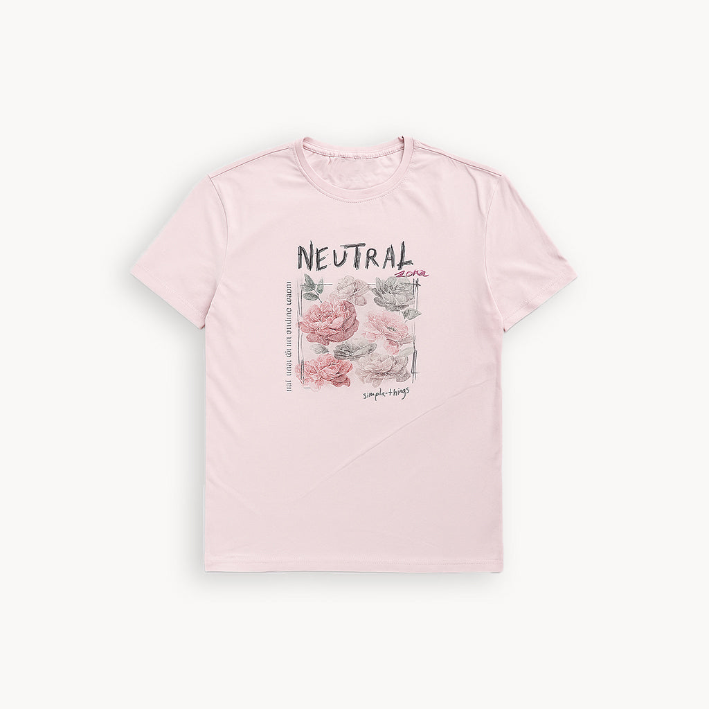 PINK NEUTRAL PRINT T-SHIRT FOR WOMEN