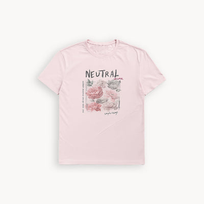 PINK NEUTRAL PRINT T-SHIRT FOR WOMEN