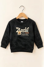Black Basik Jackard Fleece Fabric Sweatshirt