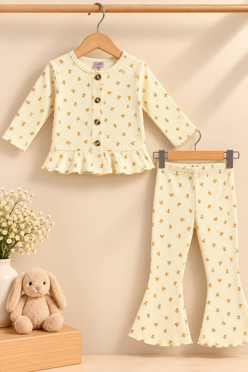 Cream Cherry Velora Rib Fabric Suit Secondary image