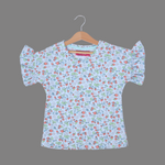 Load image into Gallery viewer, SKY BLUE STRAWBERRY PRINTED T-SHIRT TOP FOR GIRLS
