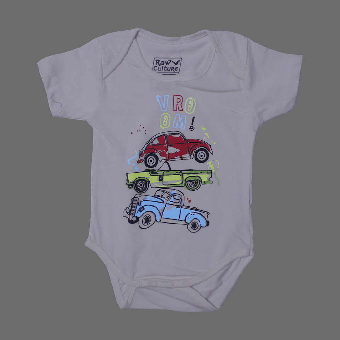 GREY VROOM CAR PRINTED ROMPER FOR SUMMERS