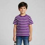 PURPLE WITH WHITE STRIPES HALF SLEEVES T-SHIRT FOR BOYS