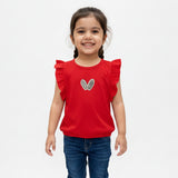 RED "HEARTS" PRINT T-SHIRT TOP FOR GIRLS