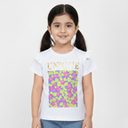 WHITE UNIQUE FLOWERS PRINTED T-SHIRT TOP FOR GIRLS