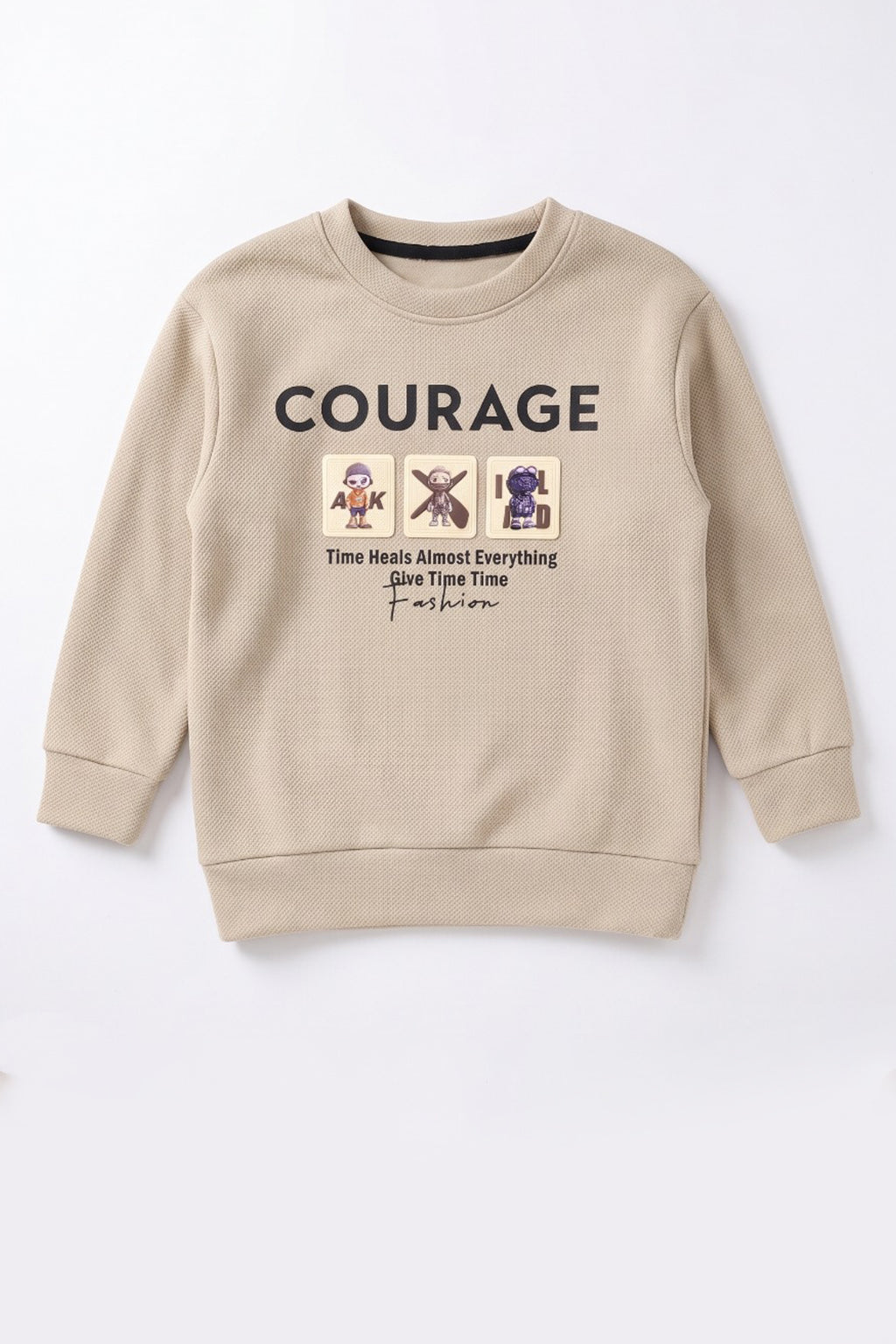 Beige Courage Jackard Fleece Fabric Sweatshirt