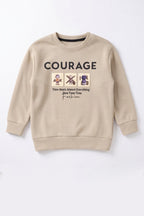 Beige Courage Jackard Fleece Fabric Sweatshirt